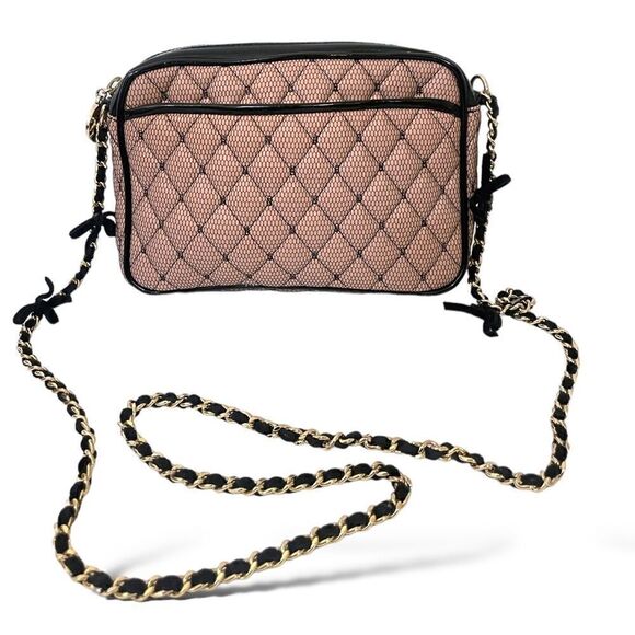 RED VALENTINO Quilted Crossbody Mesh/Nude Bag - Picture 6 of 12
